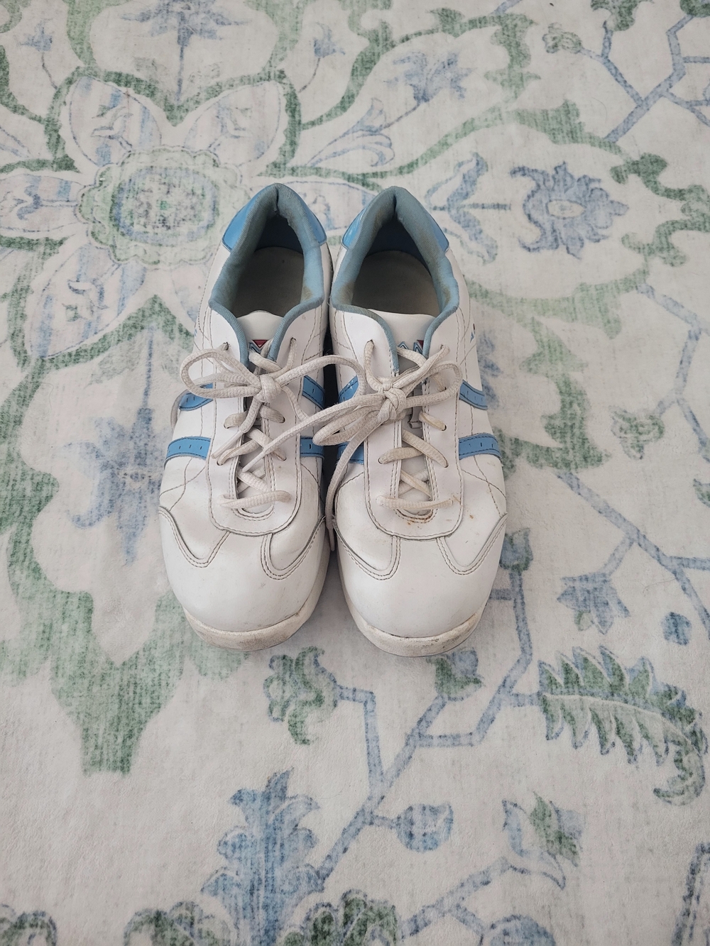 Women’s White Sneakers with Light Blue Accents - Casual Lace-Up Comfort
